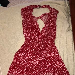 Red polka dot romper